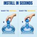 Jug Plug 5 Gallon Water Jug Cap – No Spill, Fits All Standard 3 & 5 Gal Jugs – Reusable Silicone Jug Lid & Caps Replacement, Leak-Proof Water Bottle Cap – 3 Pack (Blue)