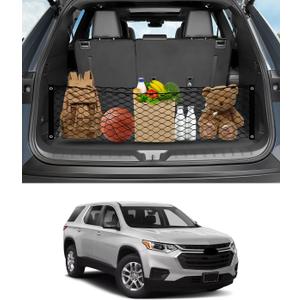 Karltys Envelope Style Cargo Net for 2018-2024 2025 2026 Chevy Traverse Accessories, Elastic Rear Trunk Mesh Cargo Net for Traverse Heavy Duty Nylon Mesh Storage Netting with Metal Hooks