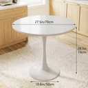 27.5" White Round Dining Table - MDF Top & Metal Pedestal Base - Modern Accent Table for Small Spaces, Kitchen, Dining Room & Living Room, 27.5"D x 27.5"W x *29"H