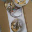 Vintage Pendant Light with Amber Striped Glass Lmapshade, Gold Pendant Lights Kitchen Island, Brass Kitchen Pendant Lighting over Island, Adjustable Hanging Light for Entrance Bathroom Dining Room (6.9in-1pc)