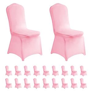 LZY 20pcs Spandex Chair Cover Stretch Slipcovers for Wedding Party, Dining Banquet Chair Decoration Covers (Pink, 20)