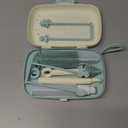 Momcozy Bottle Brush Set - Baby Bottle Cleaner Kit with Silicone Brush, Nipple Brush, Straw Brush, Soap Dispenser, Drying Rack - 7 in 1 Bottle Cleaning Tool for Home and Travel, Green (Classic Style)