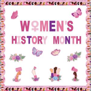 Womens History Month Bulletin Board Decorations Womens History Classroom Wall Decor Women's History Month Door Decoration Banner Backdrop March 8th Decorations for School International Women's Day