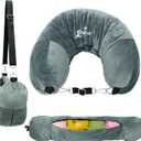 Travel Neck Pillow Stuffable with Clothes, Stuffable Neck Pillow for Travel, Packable Fillable Storage Bag for Airplane Travel, Soft Velvet Neck Pillow Case Cover (Grayish Green)