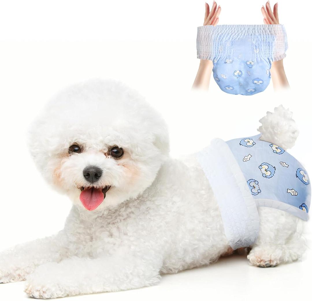 Disposable Dog Diapers Absorbent Soft Puppy Doggie Diapers for Female Dogs with Stretchy Waist Puppy Diaper in Heat Period Excitable Urination (XS 10PCS) (XS(Waist 5.6"-12.7"))