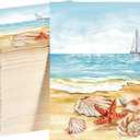 100 Pcs Nautical Beach Guest Napkins Summer 3 Ply Disposable Paper Beach Disposable Guest Towels Beach Dinner Napkins with Starfish Sea Shore Design for Summer Holiday Party Tableware Supplies