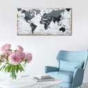 World Map Canvas Wall Art Decor Black Wall Decor Office World Map Wall Art World Pictures for Living Room Wall Decoration Map Picture Framed Artwork Decor for Home Bedroom Decoration 30"x60"