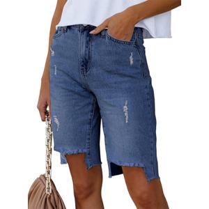 Dokotoo Women's Shorts Cotton Long Hiking Cargo Shorts for Women Bermuda 2024 Summer High Waisted Shorts Casual Golf Shorts (16)