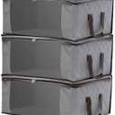 Foldable Closet Bags Clothes Storage Organizer Pouches Bag and Storage Containers for Comforters,Bedding, Foldable Organizer with Reinforced Handle, Clear Window, Sturdy Zippers, (6 Pack)