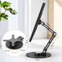 Swivel and Tilt Stand for Echo Show 15 (Gen 1, Gen 2), Portable Monitor Stand, Adjustable Angle and Height with 360 Rotation Bases, Switching Between Landscape and Portrait Screens (Black)