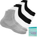 Diabetic Socks for Women Men,5 Pairs Non Binding Diabetic Ankle Wide Stretchy Loose Seamless Socks 7-9 9-11 (Large, Black/White/Grey)