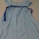 Kids Blue Dress Costume Cosplay Girls Princess Dress Summer Dress Blue Skirt Belt Bow Headwear Outfit Halloween Suit (Large)