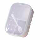 Wheat Grid Lunch Box Large-capacity Three Grids Bento Box Canteen Lunch Box for Kids and Adults Microwave Safe 1800ml with Fork