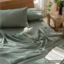 MooMee Bedding Duvet Cover Set 100% Washed Cotton Linen Like Textured Breathable Durable Soft Comfy (Heathered Green, King 104"x90")
