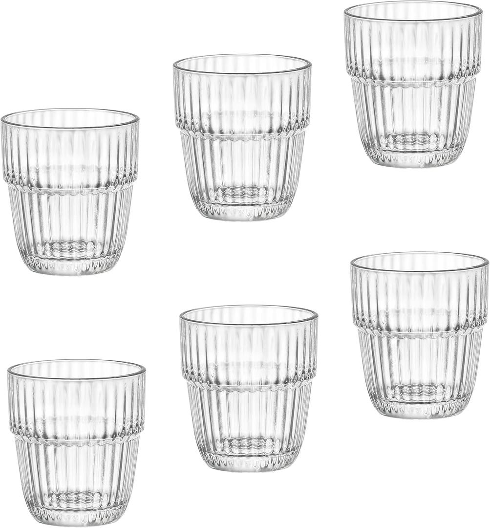 Bormioli Rocco Barshine 10.3 oz. Rocks Stackable Tempered Drinking Glasses, Set of 6, Clear