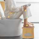 Foldable Toilet Stool, 2 Pack 7 Inches Poop Stool for Bathroom, Bamboo Toilet Stool Squat Adult, Collapsible Squatting Bathroom Potty Stool with Non-Slip Strip, Improve Squatting Posture and Comfort