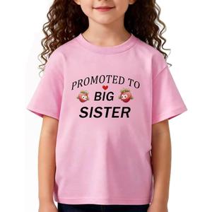 Big Sister Shirts for Girls Toddler Kids Announcement Outfit Promoted to Big Sis T-Shirt Short Sleeve Tees 2-8T