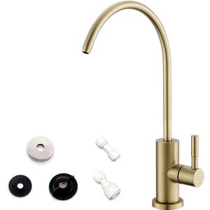 WEWE Drinking Water Faucet for Kitchen Sink, Gold Kitchen Water Filter Faucet Stainless Steel for Reverse Osmosis or Water Filtration System Beverage Non-Air Gap RO Faucet Gold Finish