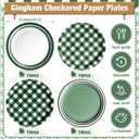 60 Pcs Green Gingham Plates 9 Inch Disposable Checkered Plaid Dinner Paper Dessert Plates for Birthday Baby Shower Wedding Camping Themed Party Supplies, 4 Styles