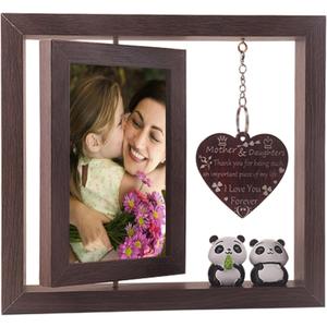 Mother's Day Gifts For Mom From Daughter Son Christmas Birthday Thanksgiving Gifts for Women grandmother Mother-In-Law Rotating Picture Frame Display 4x6 Photos with Heart Pendan(Mothers & Daughters)