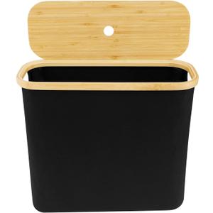 US Toilet Paper Basket Oxford Cloth Toilet Paper Organizer with Wood Lid Foldable Toilet Paper Holder Basket Large Capacity Toilet Paper Bin for Bathroom Sink(Black)