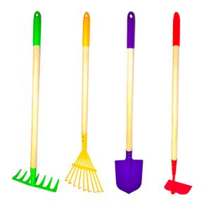 JustForKids Kids Garden Tool Set Toy Rake Spade Hoe and Leaf Rake