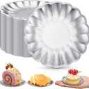Yungyan 100 Pcs Mini Dessert Plates Cupcake Plates 3.5 Inch Silver Scalloped Rim Mini Paper Dessert Dish for Cake DIY Baking Party Wedding Birthday