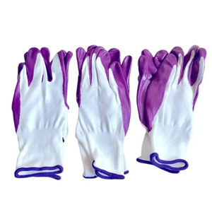 Red Steer Glove Company, Nitrile Palm Gardening Gloves, Pack Of 10, (White& Purple)