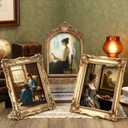 3 Pack Vintage Picture Frames, 8x10 Inch Gold Bronze Elegant Antique Photo Frames with Glass Front for Tabletop and Wall Mount Retro Home Decor Gallery Wall Art