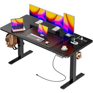 Huuger 55 x 28 Large Electric Standing Desk with 4 AC Outlets, Type-C Port, Height Adjustable Computer Desk, 27.6" Deep Desktop, Stand up Gaming Office Desk, 3 Preset Heights, for Home Office, Black