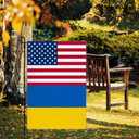 Ukraine USA Friendship Garden Flag12x18 in Burlap Ukrainian America US Outdoor Banner for Patio Yard with Double Side