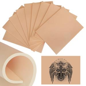 3mm Tattoo Practice Skins - Pack of 10 Professional Thick Silicone Sheets (5.6"x7.5") - Realistic Tattoo Skin for Training, Perfect for Beginners & Artists - Durable Fake Skin for Machine Practice