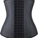 YIANNA Waist Trainer for Women Latex Underbust Waist Corsets Cincher Hourglass Body Shaper 4 Hooks (Medium, Black 25 Steed Bones)