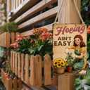 PEACHGARDEN Hoeing Ain't Easy Sign Garden Metal Sign Gardening Gifts for Women Funny Garden Wall Decor for Outdoor Patio Yard Greenhouse 12x16 inch (30X40cm(12*16in))