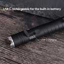 RovyVon H3 Pro Rechargeable Pen Flashlight USB C, 600 lumens Super Bright Pen Light Flashlights, Dual Power Source Dual Buttons Battery Replaceable Penlight, Ideal Presents for Men Family