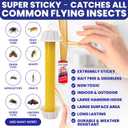Fly Stick Sticky Fly Traps for Indoors Outdoor 4pk with 12 Ribbons. Non-Toxic Super Sticky Hanging Flies Catcher Paper Tape Strips for Home