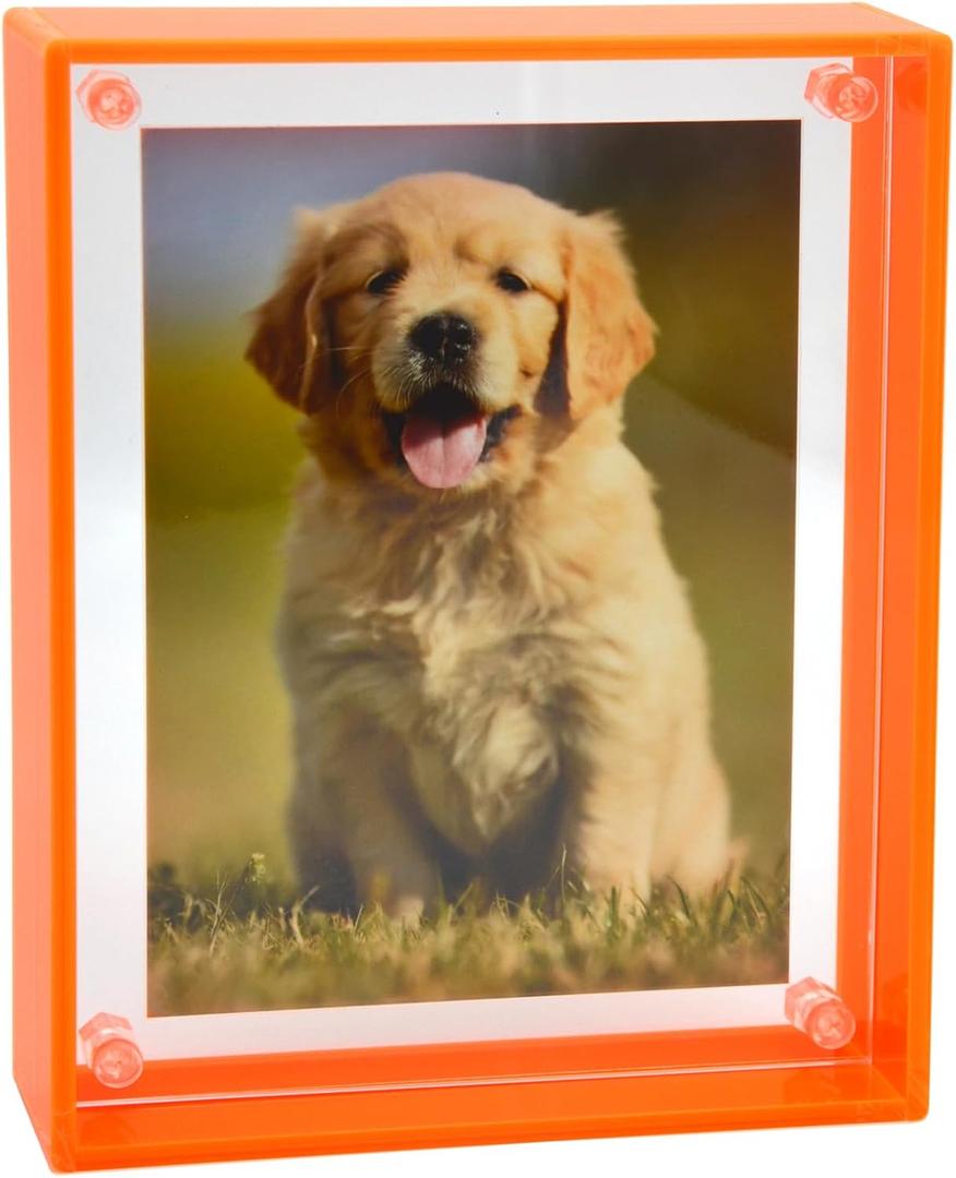Gelite Acrylic 11X14 Picture Frame to Display 11x14 8x10 8.5x11 9x12 Pictures Mat-free Neon Floating Photo Frame for Wall and Tabletop, Neon Orange