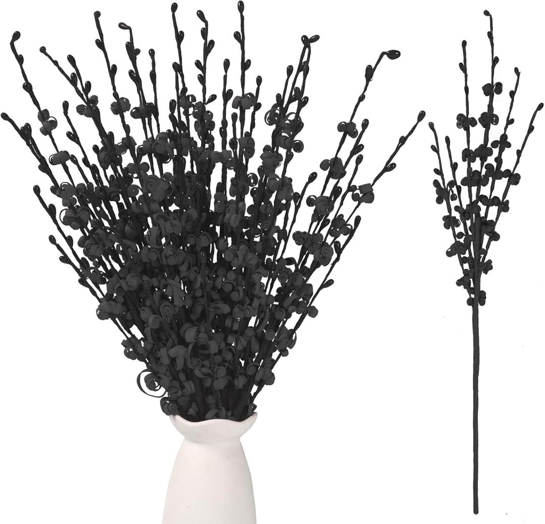 Wootkey 10pcs 17.5" Faux Jasmine Artificial Flowers Tall Black Floral Branches Stem for Home Wedding Vase Filler Anniversary Party DIY Decoration