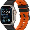 Tasikar Bands Compatible with Apple Watch Band 49mm 46mm 45mm 44mm 42mm Men Women Soft Silicone Breathable Replacement Bands for iWatch Ultra 3 2 1 SE Series 11 10 9 8 7 6 5 4 3 2,Black Orange