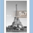 Upsimples 5x7 Picture Frame, Display Pictures 4x6 with Mat or 5 x 7 Without, Wall Hanging Photo Frames, Blue, 1 Pack