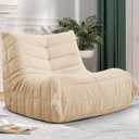 Cansunna Bean Bag Chairs for Adults,Large Togo Chair,Comfy Bean Bag Couch | Giant Teddy Floor Sofa Chair with Non-slip Bottom,Bean Bag Lounger,Fireside Chair for Bedroom,Living Room-Khaki