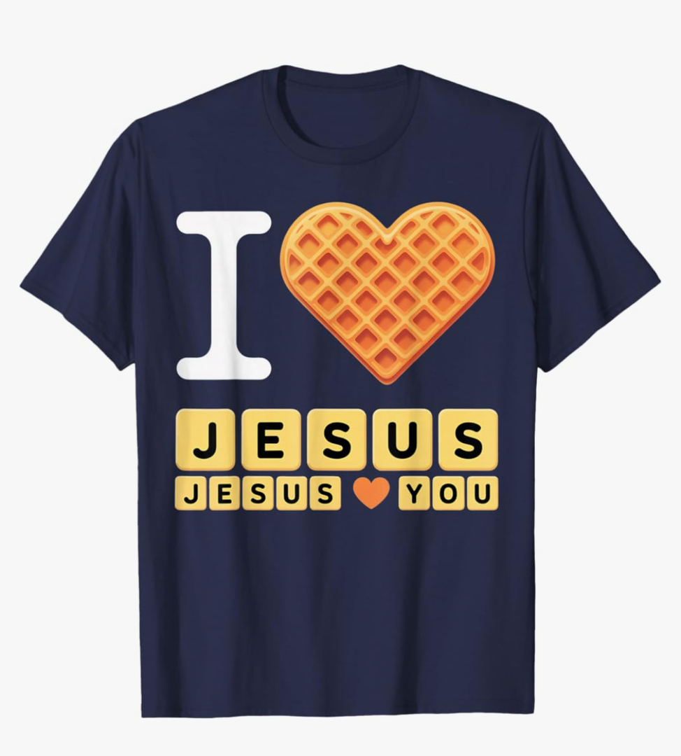I Love Jesus Shirt Waffle, Blue, M
