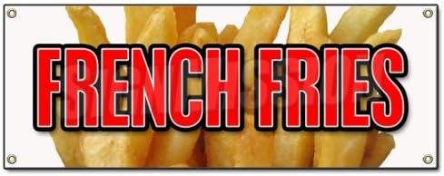 French Fries Banner 24" X 72" Heavy Duty 13 Oz Vinyl Banners with Grommets Single Sided