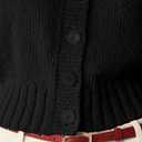 Womens Fall Lightweight Knit Short Sleeve Button Down Sweater Cropped Pullover Ribbled Cardigan 2025 (Black, L)