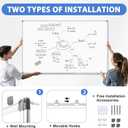 WALGLASS Large White Board Dry Erase for Wall, 48'' x 36'' Double-Sided Magnetic Whiteboard with Aluminium Frame, Hanging & Wall Mount for Home Office School