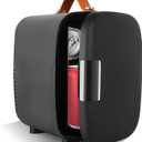 FANSEXPERT Cosmetic Fridge, Portable Mini Fridge for Skincare Food Drinks, 4L/6 Can Electric Plug In Cooler & Warmer, AC/DC Skincare Refrigerator for Bedroom Office Car Dorm (Black)