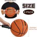Wettarn Rubber Training Basketball with Pump Street Ball Made for Teens Adults Indoor and Outdoor Game Gym Training Competition Basketball Games, Size 7, 8 pcs
