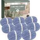 Mellobello Jumbo Chunky Yarn for Hand Knitting - Super Thick Chenille Chunky Yarn for Crocheting - Extra Soft Bulky Fluffy Blanket Big Yarn 8 Jumbo Pack (27yds,8 oz Each Skein) Country Blue