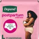 Depend Postpartum Underwear for Women, Adult Incontinence Underwear, Maximum Absorbency, Large, 17 Count