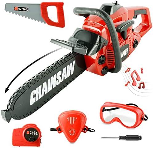 SMILESSKIDDO Kids Chainsaw Toy 3-5 - Pretend Play Kids Chainsaw Tool Set for Outdoor Gardening Play, Tool Set for Boys & Girls Ages 3 4 5 6 7 8 Years Old